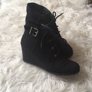 Wedge Black Booties